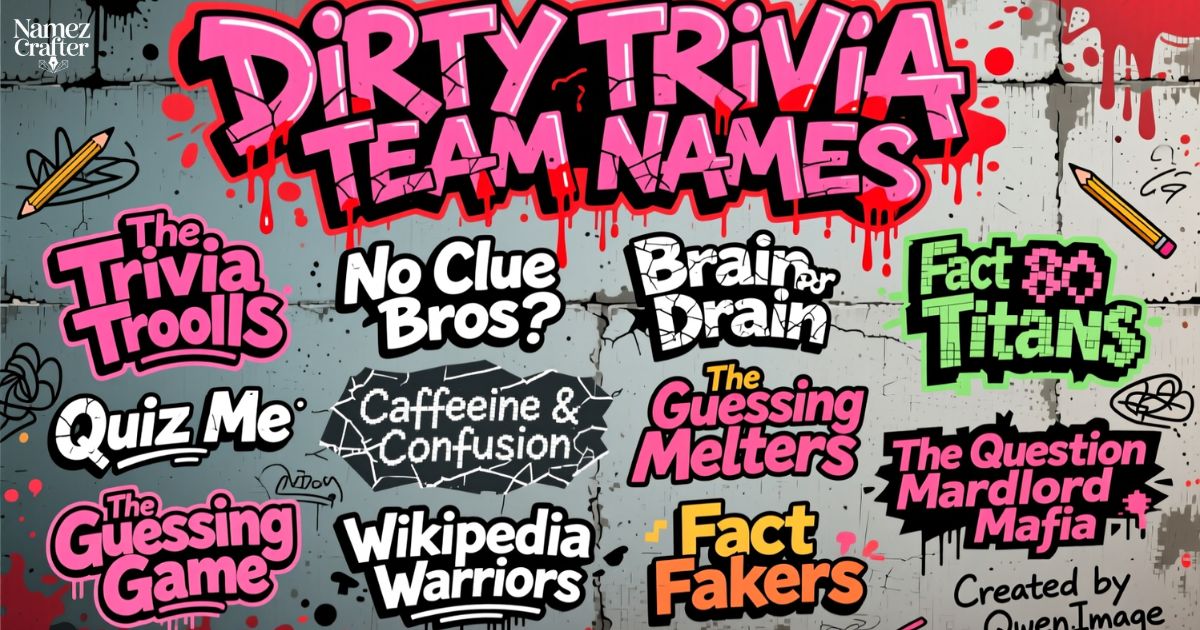 Dirty Trivia Team Names