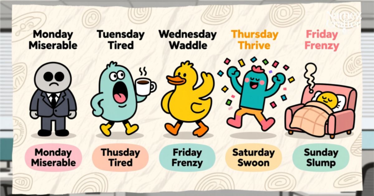 950 Hilarious Funny Names for the Days of the Week Ideas