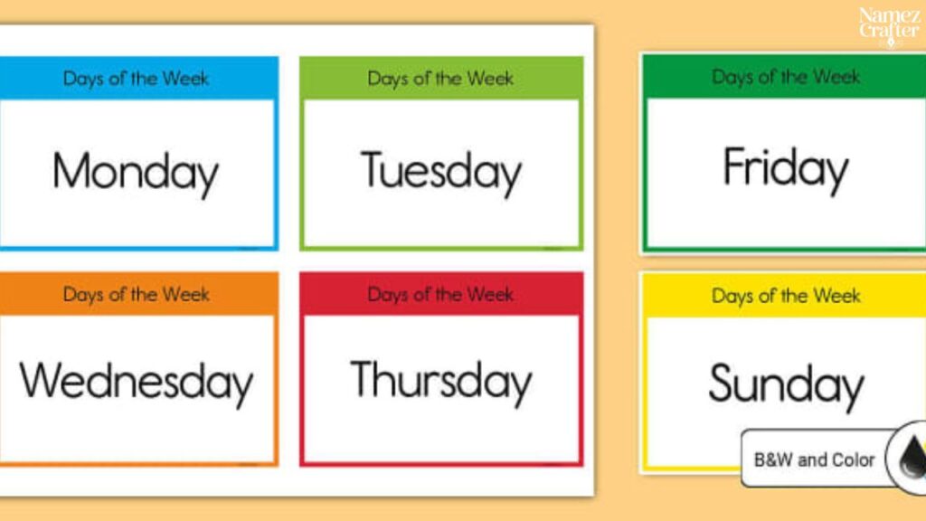 Funny names for the days of the week with meaning