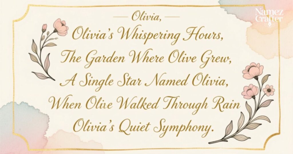 Good Private Story Names for Olivia